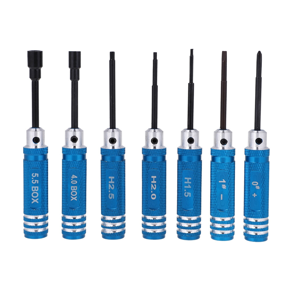 7Pcs Hex Screwdriver Set For Rc Helicopter Plane & Car Repair Blue Hand Tools 6901358412351