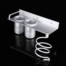 Aluminum Wall Storage Organizer Holder for Hair Dryer, 29x12x10cm, Silver