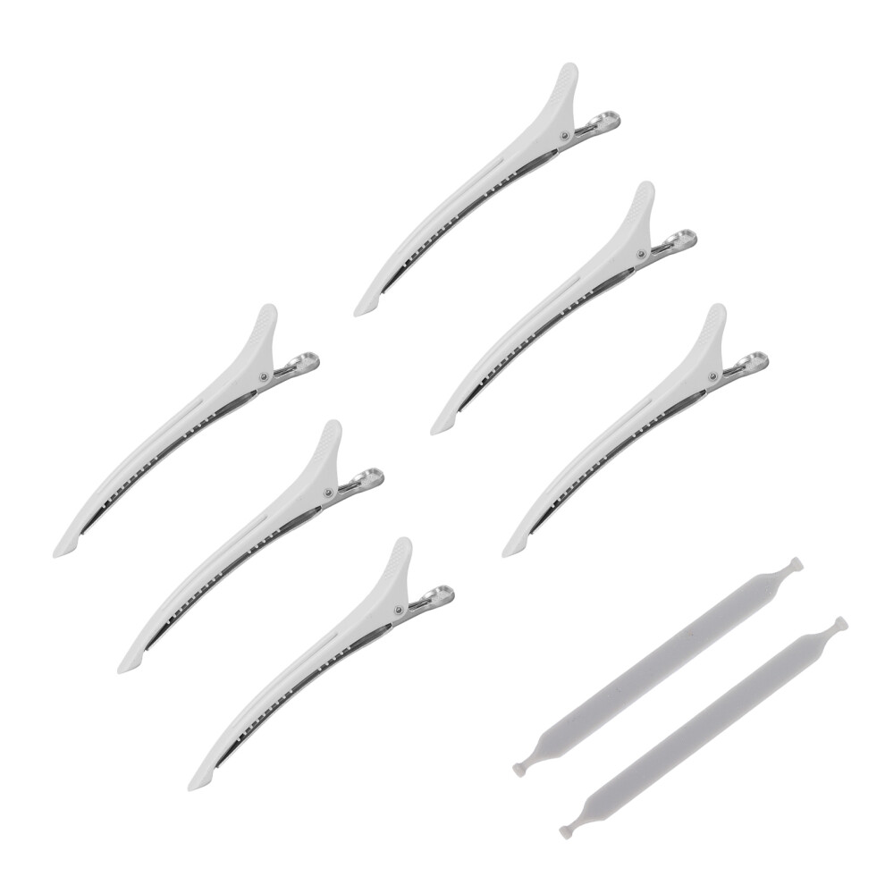 6Pcs Non-Slip White Duckbill Hair Clips for Styling & Cutting