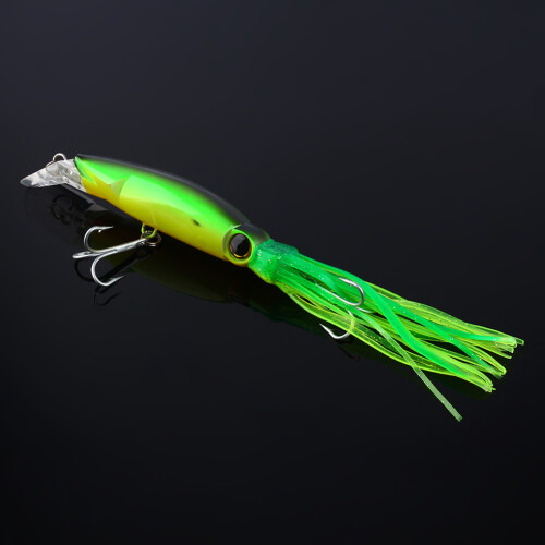 Angeln Köder 24cm/40g Grüner Tintenfisch Köder Crankbait Angelausflug mit Drillingen 2