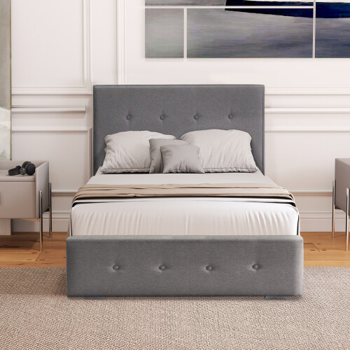Comfy Living (3ft Single, Grey) Reuben Fabric Ottoman Storage Bed with Kerri Mattress 2