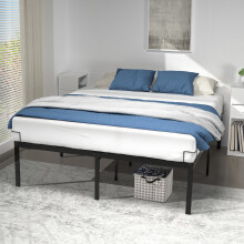 VOUNOT Large Double Bed Frame 150x200cm, Sturdy Metal - 36cm Height, Black