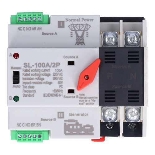 Automatic Transfer Switch 2P 100A Uninterruptible Power Supply, 220V 2