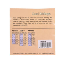 Alice AOD11 11-Saiten Nylon- & Silber-Oud-Saiten-Set, Heller Klang