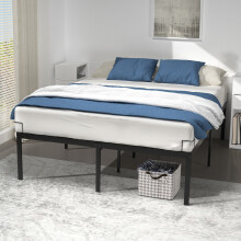 VOUNOT Double Bed Frame 135x190 cm, Sturdy Metal - 36cm Height, Black