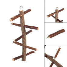 Vogelkäfig-Sitzstange & Stand mit Holz-Klettertreppe & Hängespielzeug für Papageien