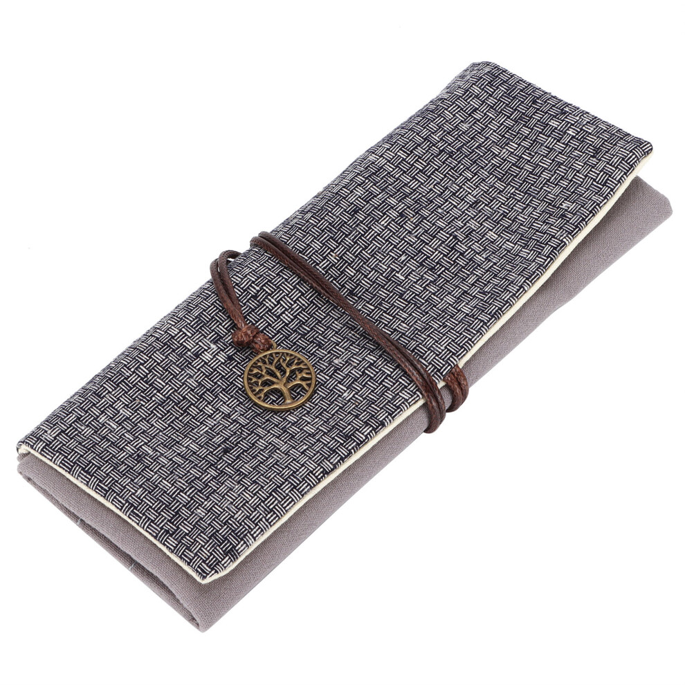 Large Capacity Light Weight Woven Pencil Case With 7 Grids For Pens And Pencils 8191358429536