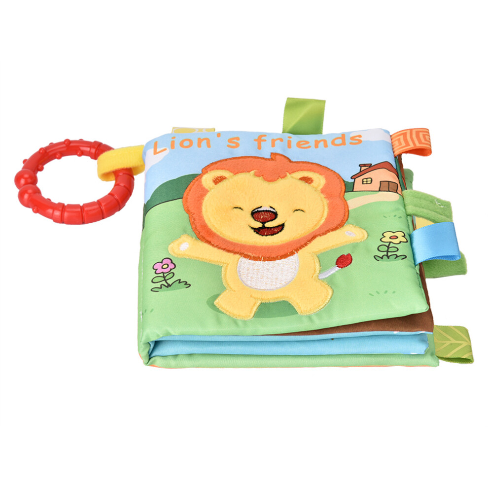 Baby Soft Cloth Book with Rattles â Lion, 14.5x17cm, Infant Educational Toy-image-OPC-PMS5JV2-NEW