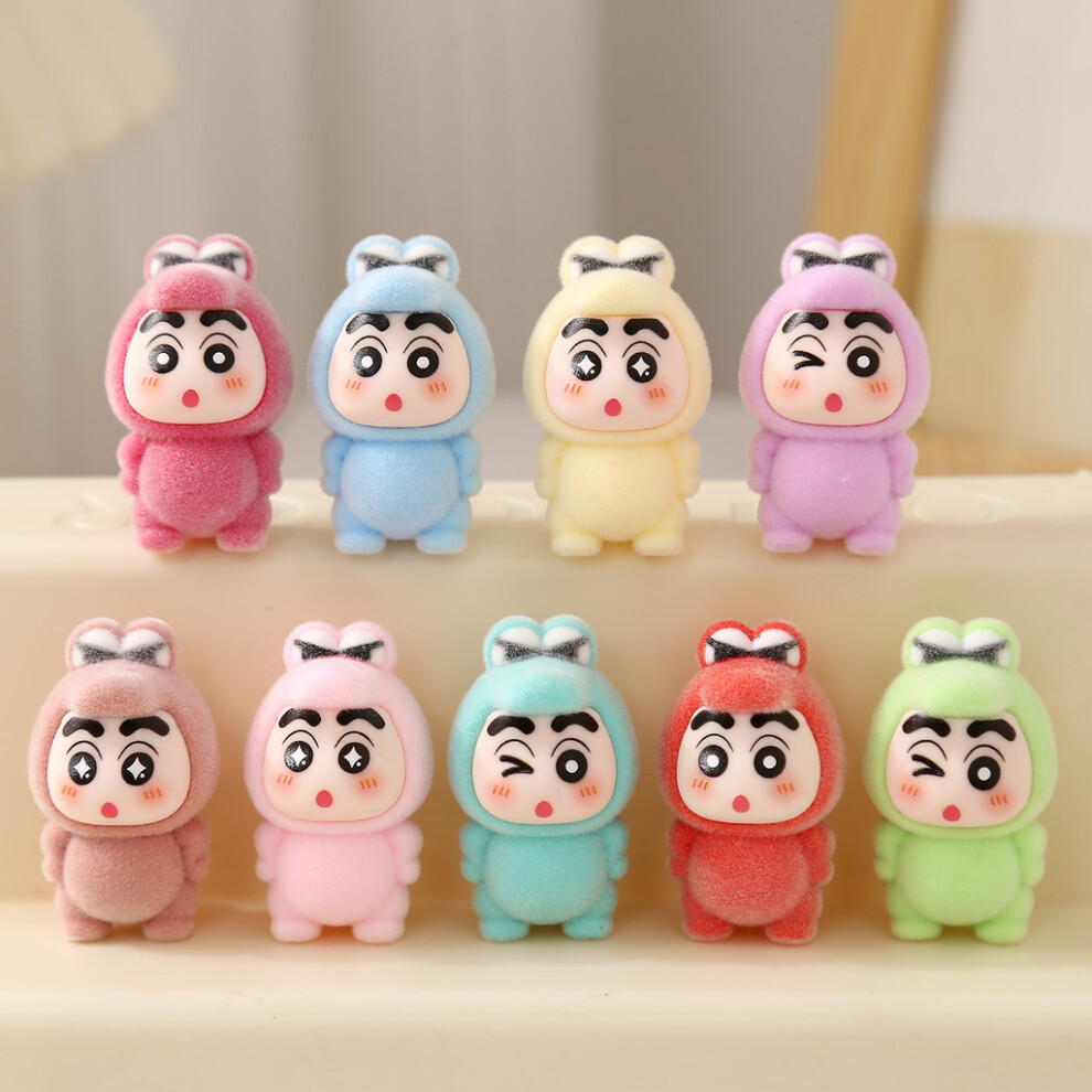 9pcs Cute Crayon Shin Chan Dinosaur Appearance Flocking Model Set Ornament-image-OPC-PMS5W2V-NEW
