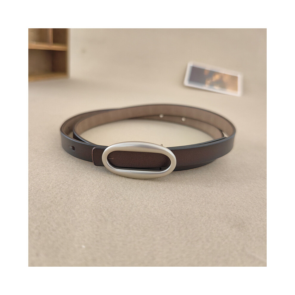 (Brown) Color Solid Leather Waist Belt With Alloy Buckle For Women Office Wear Gift-image-OPC-PMS6B65-NEW