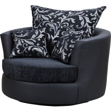 Swivel Cuddle Chair Chenille Fabric Black Black
