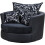 Swivel Cuddle Chair Chenille Fabric Black Black 1