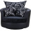 Swivel Cuddle Chair Chenille Fabric Black Black 2