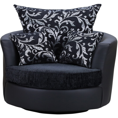 Swivel Cuddle Chair Chenille Fabric Black Black 1