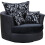 Swivel Cuddle Chair Chenille Fabric Black Black 3