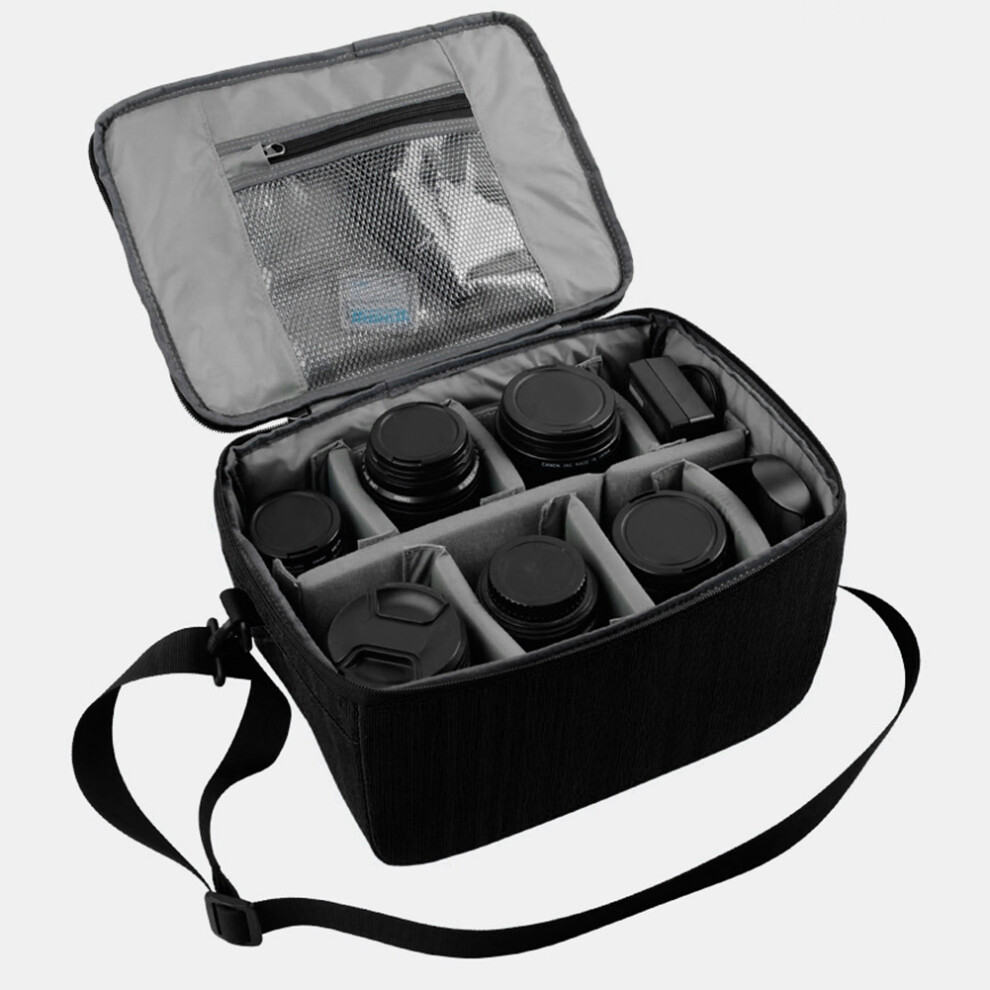 Dslr Camera Lens Bag Waterproof With Strap Insert Partition Pouch Black 4661358442872