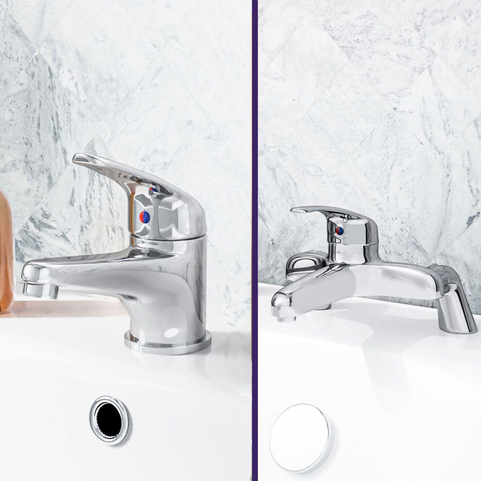 Nes Home Dame Bathroom Basin Mono Mixer Tap & Bath Filler Tap Chrome