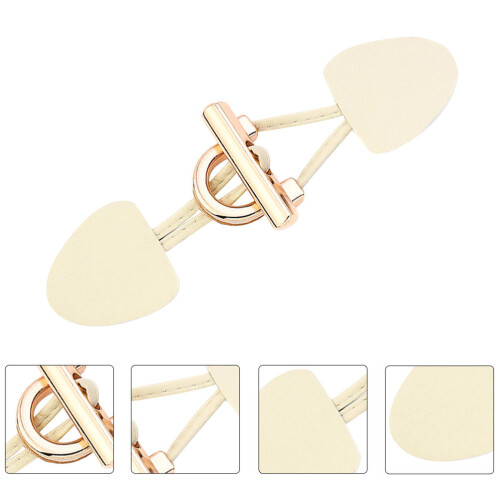 1Paio Chiusure Toggle Beige Per Cappotti in Pelle E Metallo Resistenti 1
