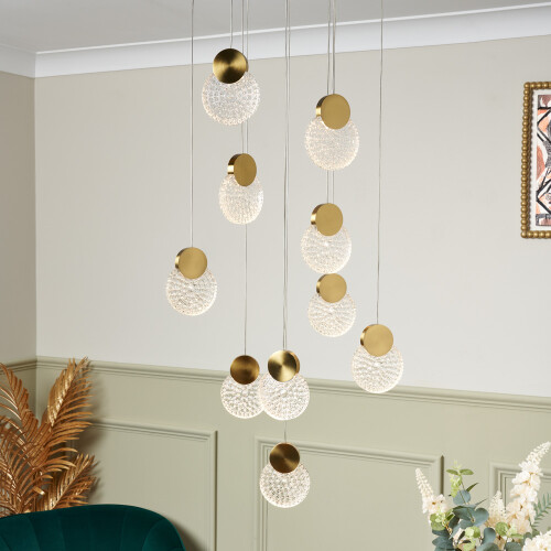 Visconte Oskar Ceiling Pendant 10 Light - Brass 1