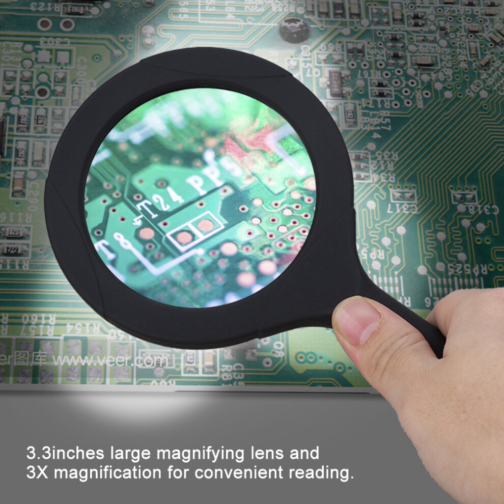 Light 3X Magnifying Glass With Led Illumination Handheld Zoom Lens For Reading