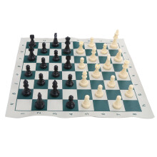 Large Plastic Chess Set with Green & White Board, 34x34cm