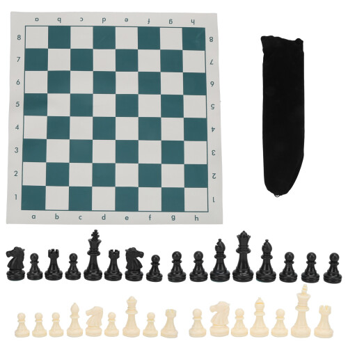 Large Plastic Chess Set with Green & White Board, 34x34cm 1