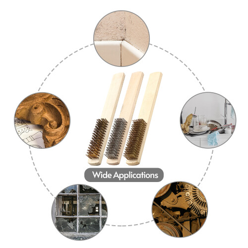 12-teiliges Drahtbürstenset mit Holzgriff, 1