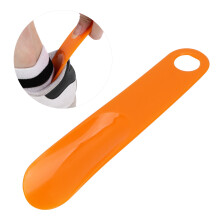 Portable Orange Shoe Horn with Rubber Handle for Easy Travel Use