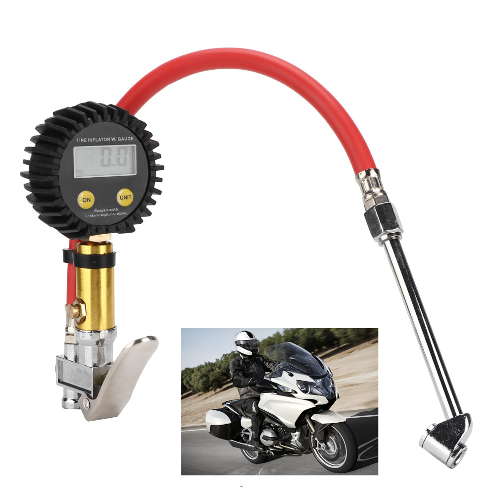 Motorcycle & Car Digital Tire Pressure Gauge 3-300 Psi Lcd Display Inflatometer 8001358453588