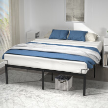 VOUNOT Super King Bed Frame 180x200 cm, Sturdy Metal - 36cm Height, Black