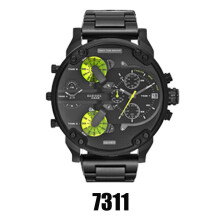 (NeroVerde)Orologio Uomo Moda Personalità Quadrante Grande Cinturino Acciaio Lega Tempo Libero Orologio Quarzo