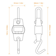 Industrial 300kg/50g Hook Scale with Sturdy Aluminum & Steel Construction