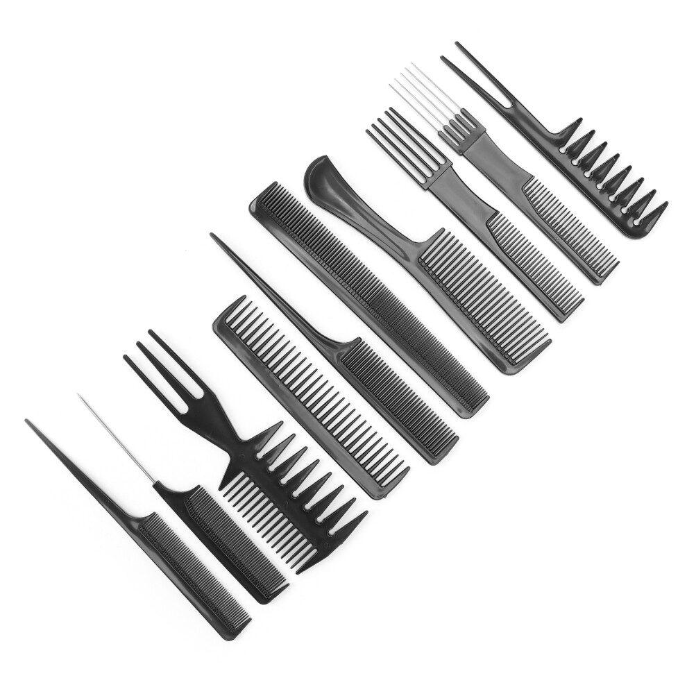 Unisex 10Pcs Versatile Hairdressing Comb Set For Barbers & Salons