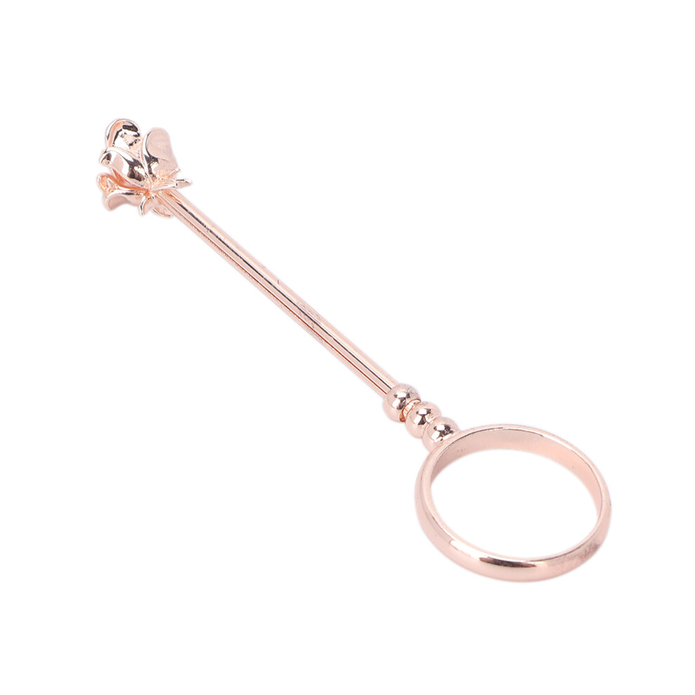Rose Gold Cigarette Holder Ring with Rose Flower Shape for Women