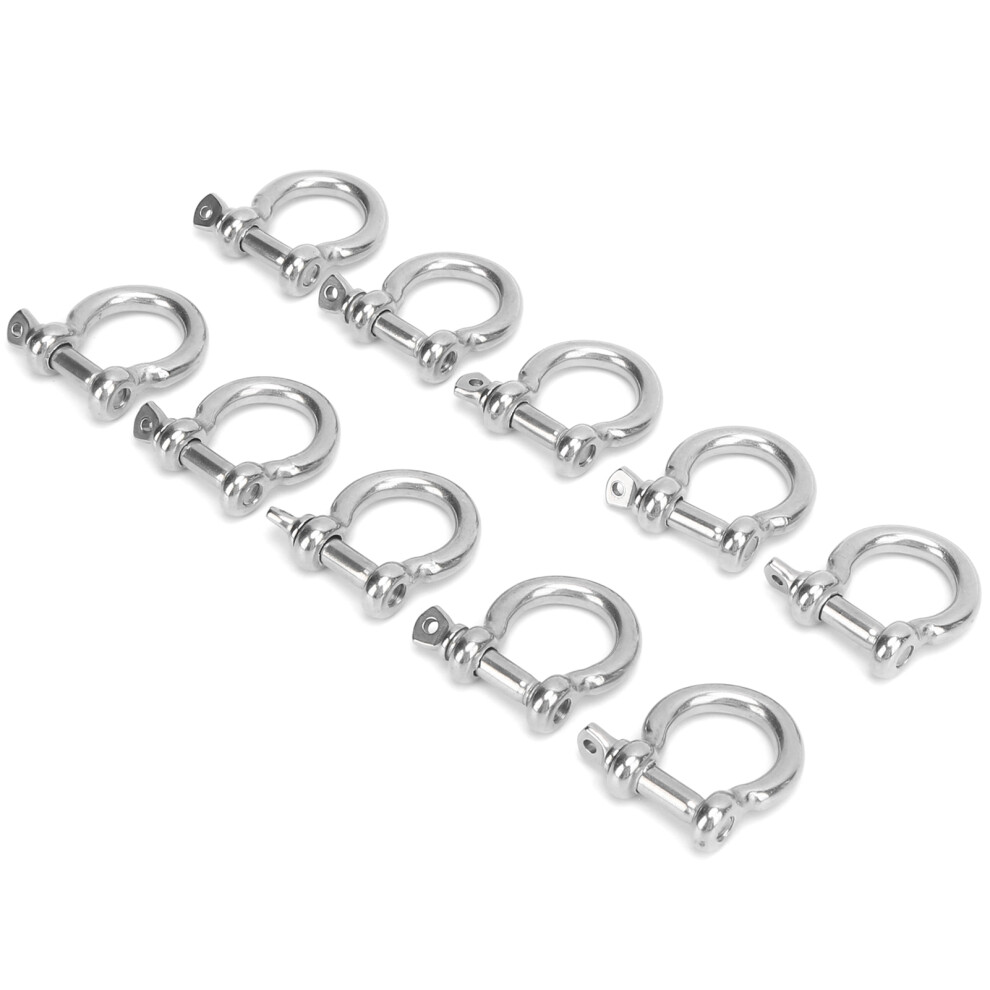 10Pcs Stainless Steel Bow Shackle M6 100Kg Load For Marine & Camping 4271358467142