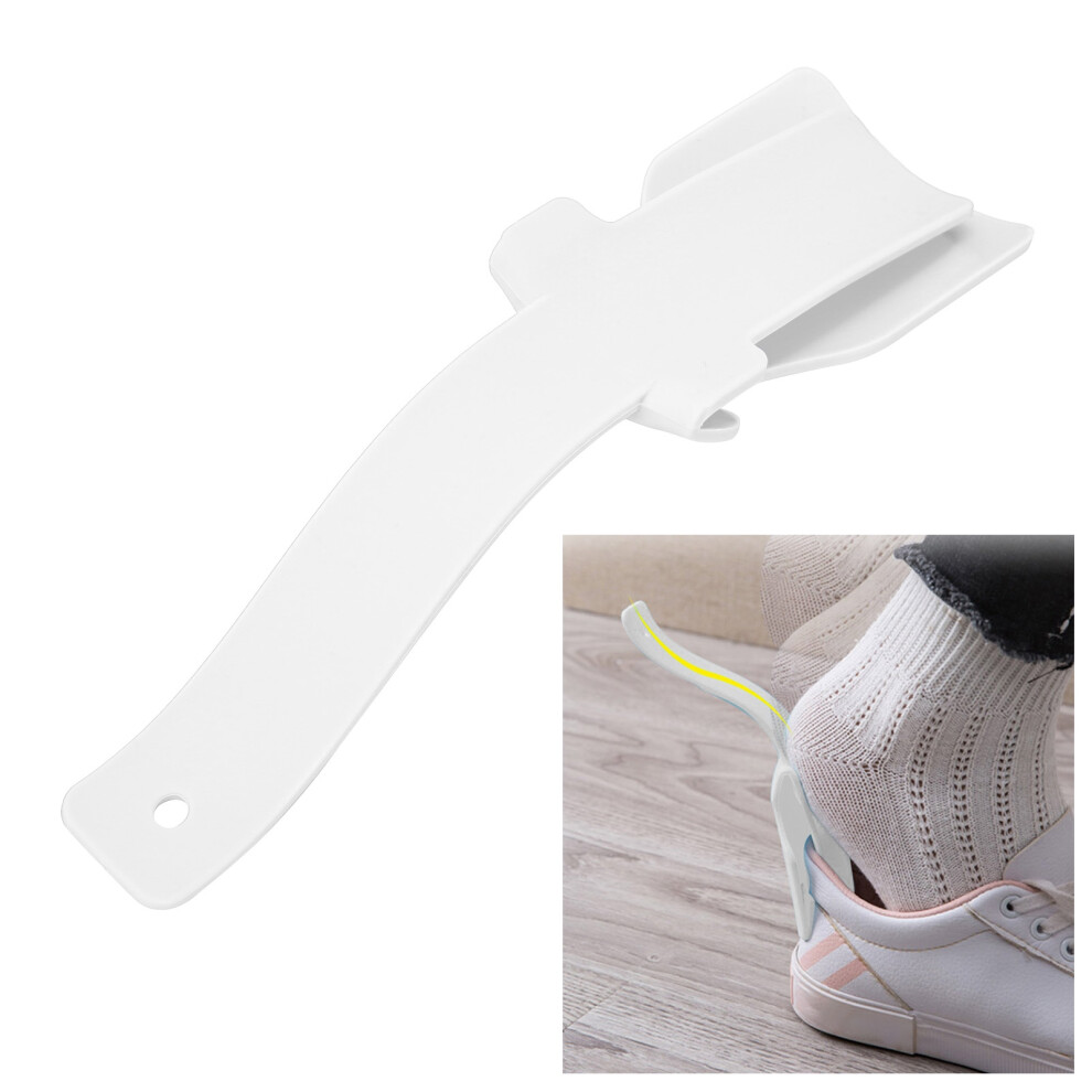 White Portable Shoe Horn For Elderly Adults Travel Ergonomic Design 10.6 In