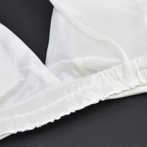 Women's Satin Triangle Wireless Bralette Deep V White One Size 2