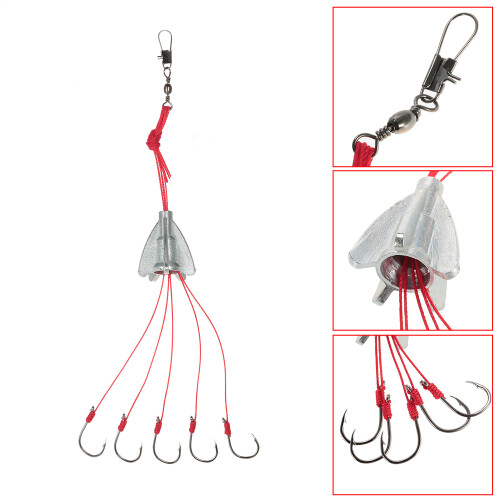 4pcs Fishing Explosion Hooks Set with Weights 9#-13# in Storage Box 2