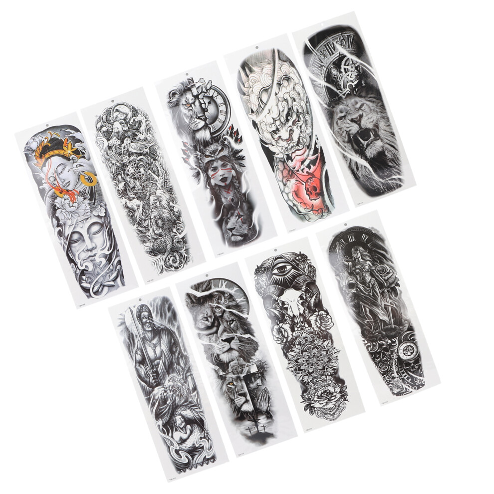 Temporary Tattoo Stickers Waterproof Full Arm Tiger Design 9pcs Set