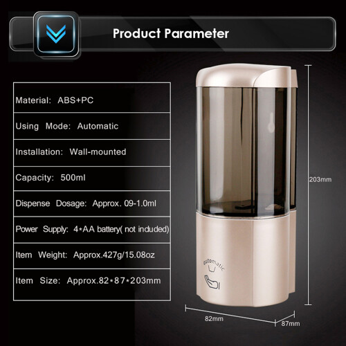 500ml Wall-Mounted Infrared Touchless Soap Dispenser - Silver 2