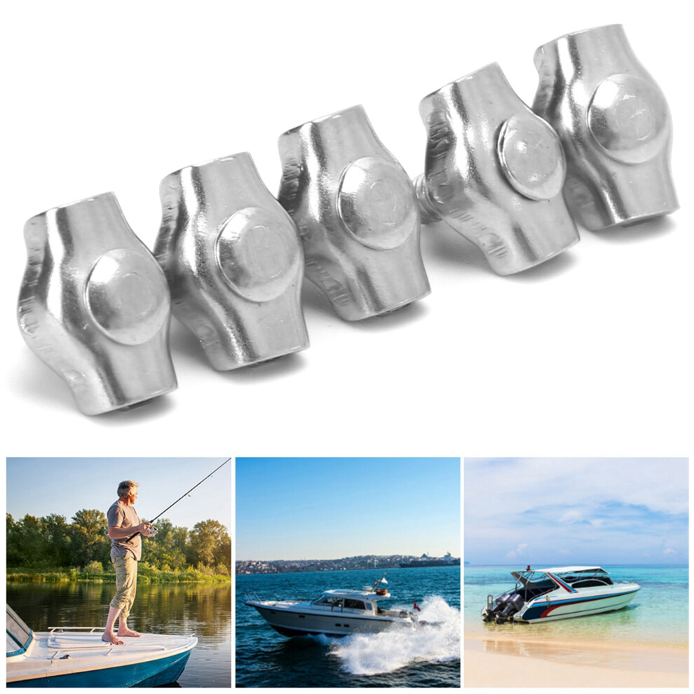 5Pcs Stainless Steel Rope Clamp 2Mm Fixation Clip For Marine Hoisting 8221358471102