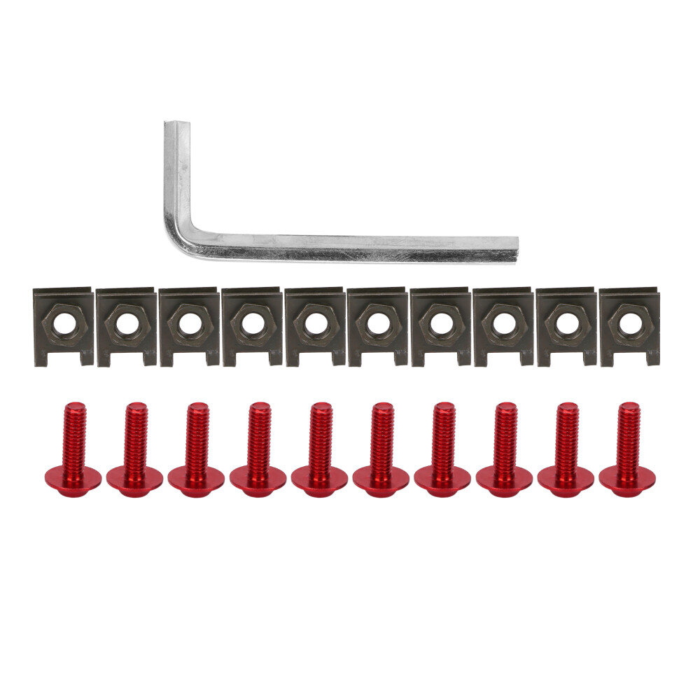 Motorcycle Windscreen Fairing Bolt Kit M6 Aluminum Replacement Red 8701358471727