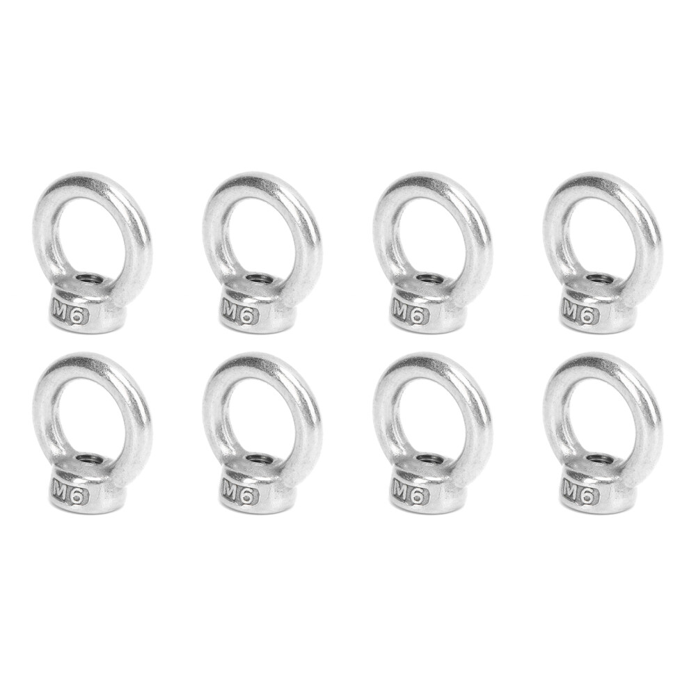 8Pcs M6 Stainless Steel Eye Nuts 70Kg Load Capacity For Marine Use 4991358471238