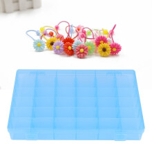 Blue 36-Slot Plastic Case for Earrings and Jewelry Organizer with Rubber Band