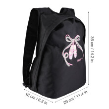Kids Ballet Dance Shoulder Backpack for Girls Zipper Sport Bag Black 12L