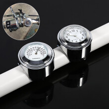 Motorradlenkerzubehör: Uhr & Temperaturmesser 7/8" 1" Weißes Zifferblatt