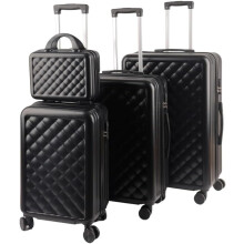 Alivio 4 Piece Luggage Set Lightweight Hard Shell ABS Suitcase (Black)