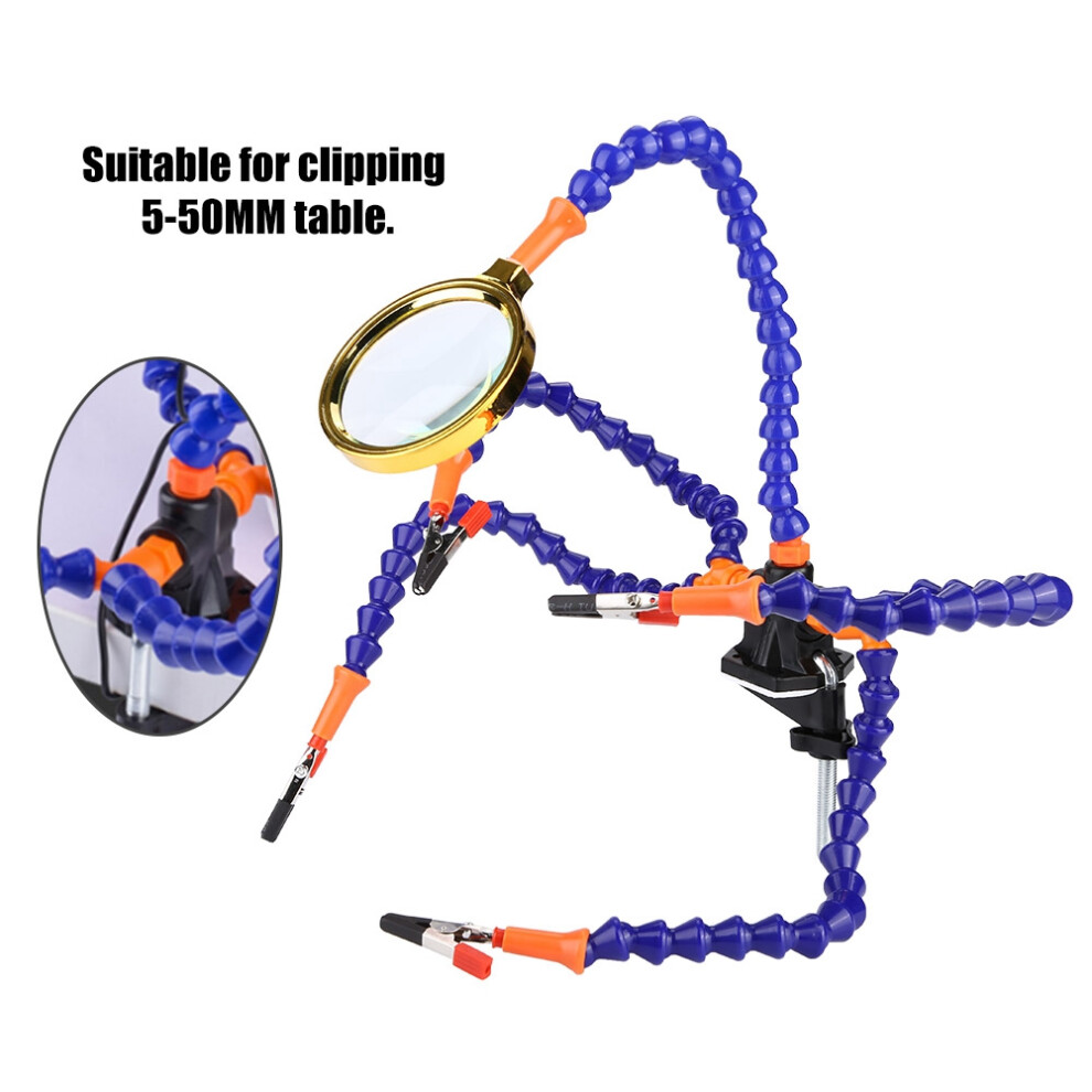 Five-Arm Flexible Soldering Station Clip With Magnifier, No Fan 4911358478112