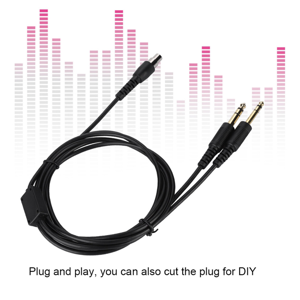 200Cm Aviation Headset Plug Replacement Cable Adapter With Switch Black 3791358478630