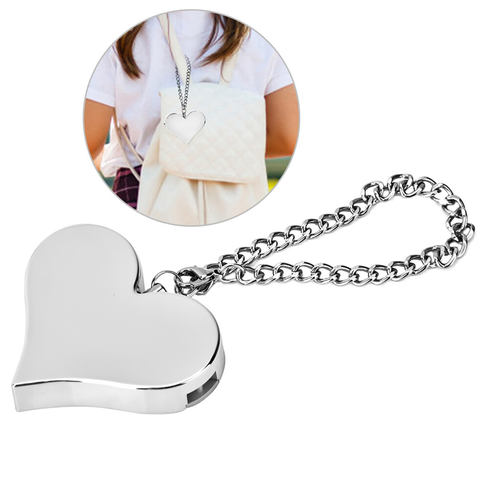 Heart Shape Silver Security Alarm Keychain 130Db Emergency Self Defense 3671358478901